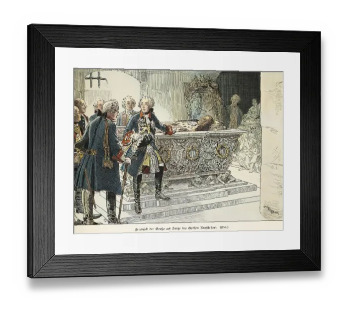 Framed Print : Frederick the Great at the coffin of the Great Elector 1750 Framed Print : Frederick the Great at the coffin of the Great Elector 1750