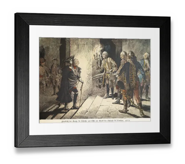 Framed Print : Frederick the Great in Lissa Castle on the evening of the Battle of Leuthen in 1757 Framed Print : Frederick the Great in Lissa Castle on the evening of the Battle of Leuthen in 1757