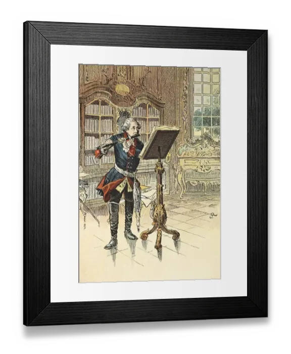 Framed Print : Frederick II the Great playing the flute