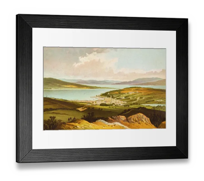 Framed Print : Small town, Rothesay on the Clyde from Barone Hill mountain landscape