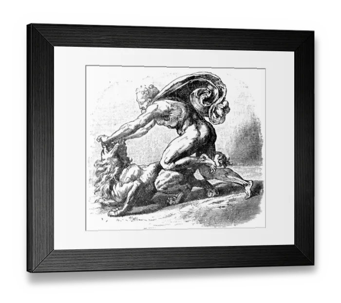 Framed Print : Samson tears a young lion, Book of Judges Framed Print : Samson tears a young lion, Book of Judges