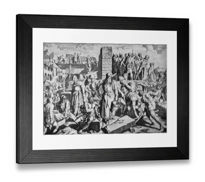 Framed Print : The Returned Jews Rebuilding Jerusalem