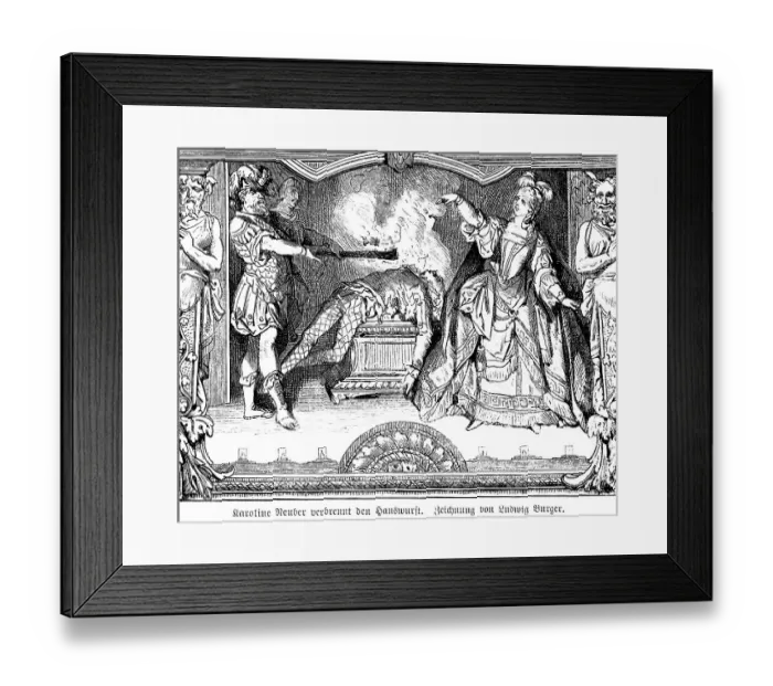 Framed Print : Karoline Neuber burns the Hanswurst Framed Print : Karoline Neuber burns the Hanswurst