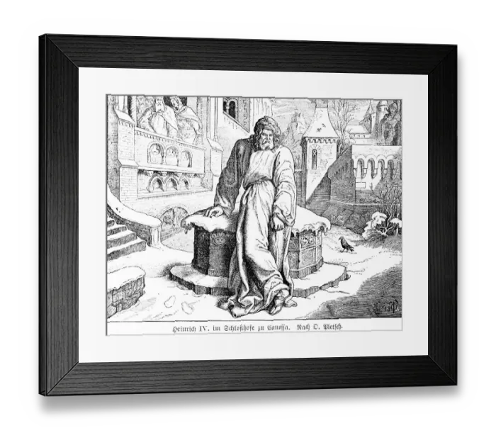 Framed Print : Henry IV in the castle courtyard at Canossa in 1077 Framed Print : Henry IV in the castle courtyard at Canossa in 1077