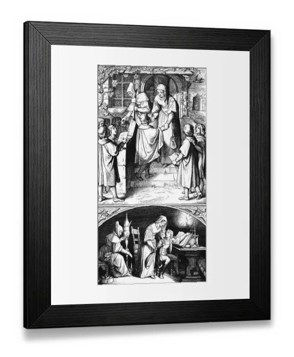 Framed Print : Martin Luther singing as a current student at the door of Mrs Ursula Gotta in Eisenach 1498 (above)