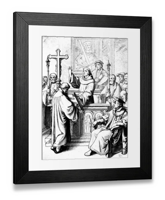Framed Print : Martin Luther is solemnly conferred the degree of Doctor of Holy Scripture by Karlstadt in 1512 Framed Print : Martin Luther is solemnly conferred the degree of Doctor of Holy Scripture by Karlstadt in 1512