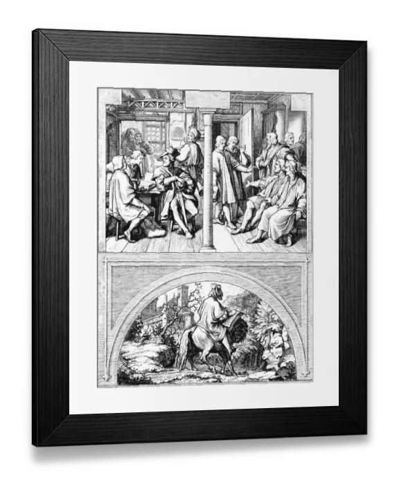 Framed Print : Martin Luther and the Swiss students in the inn Framed Print : Martin Luther and the Swiss students in the inn