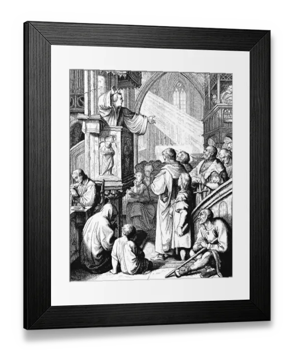 Framed Print : Martin Luther preaching from the pulpit Framed Print : Martin Luther preaching from the pulpit