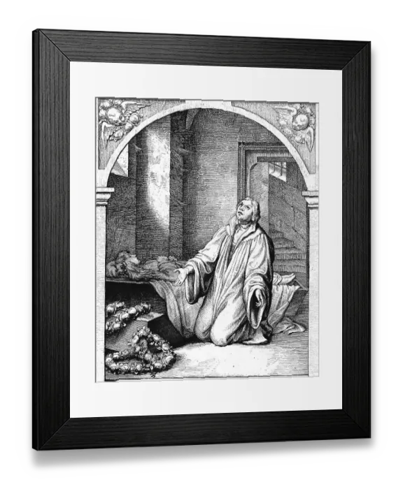 Framed Print : Martin Luther at the coffin of his young 14 year old daughter Magdalene