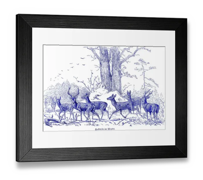 Framed Print : Pack of big game in winter, Hubertus hunting Framed Print : Pack of big game in winter, Hubertus hunting
