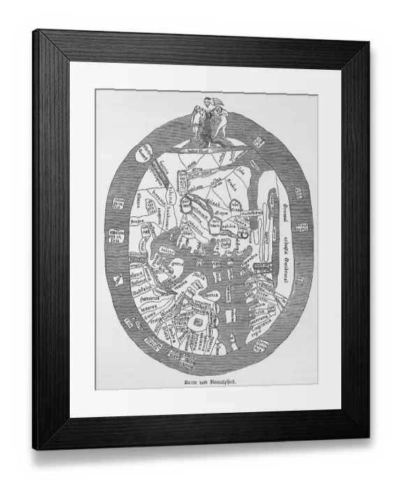 Framed Print : Map of Ranulphus, Middle Ages, historical map Framed Print : Map of Ranulphus, Middle Ages, historical map