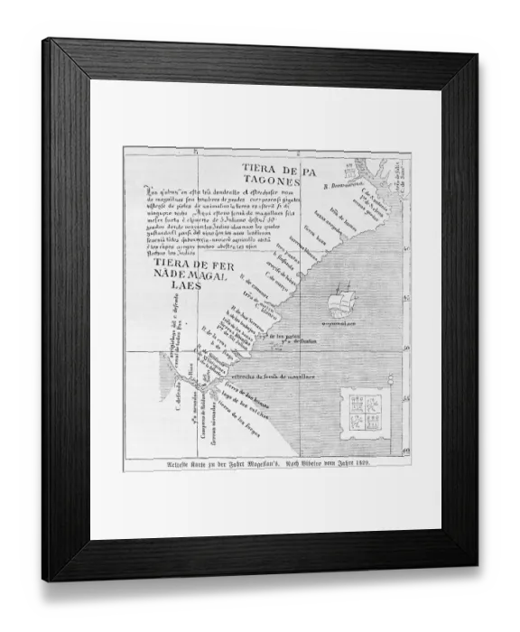 Framed Print : Oldest map of the voyage of Fernando Magellan Framed Print : Oldest map of the voyage of Fernando Magellan
