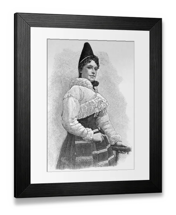 Framed Print : Norwegian woman wearing traditional traditional costume