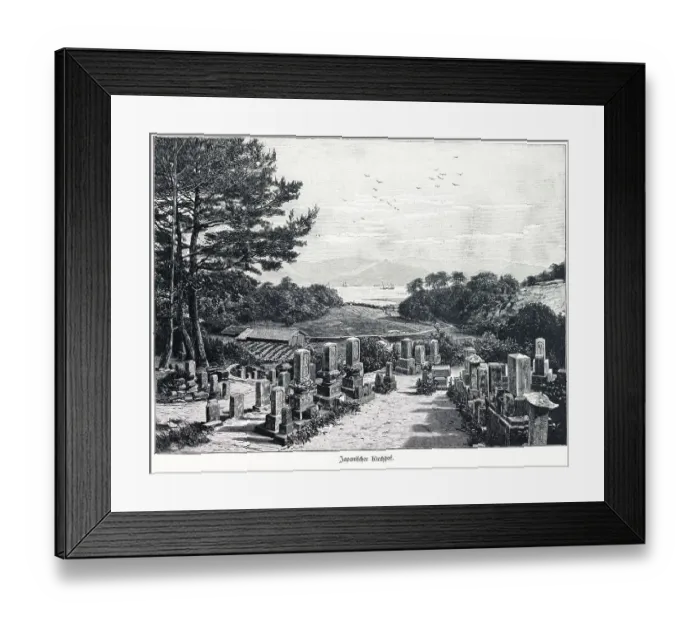 Framed Print : Japanese churchyard, Japan, landscape Framed Print : Japanese churchyard, Japan, landscape