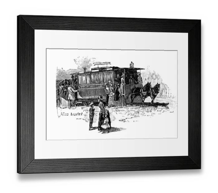 Framed Print : In the horse-drawn tram all occupied