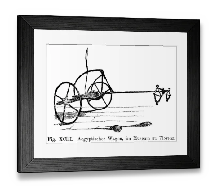 Framed Print : Egyptian war chariot, open, two wheels