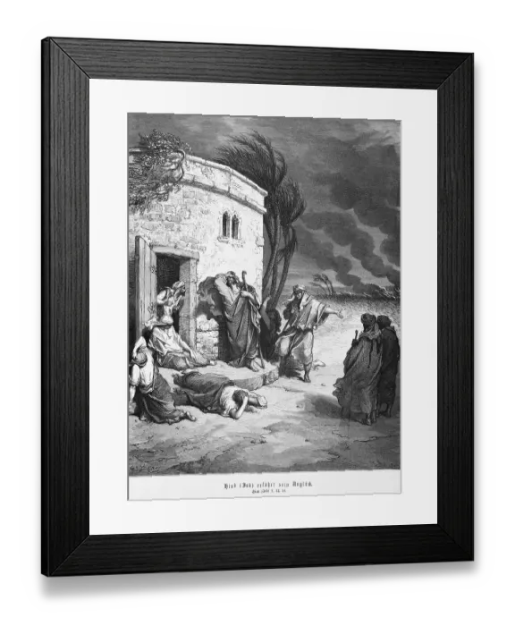 Framed Print : Job experiences his misfortune