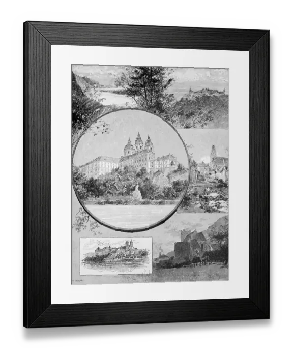 Framed Print : Vienna in various scenes, Danube Framed Print : Vienna in various scenes, Danube