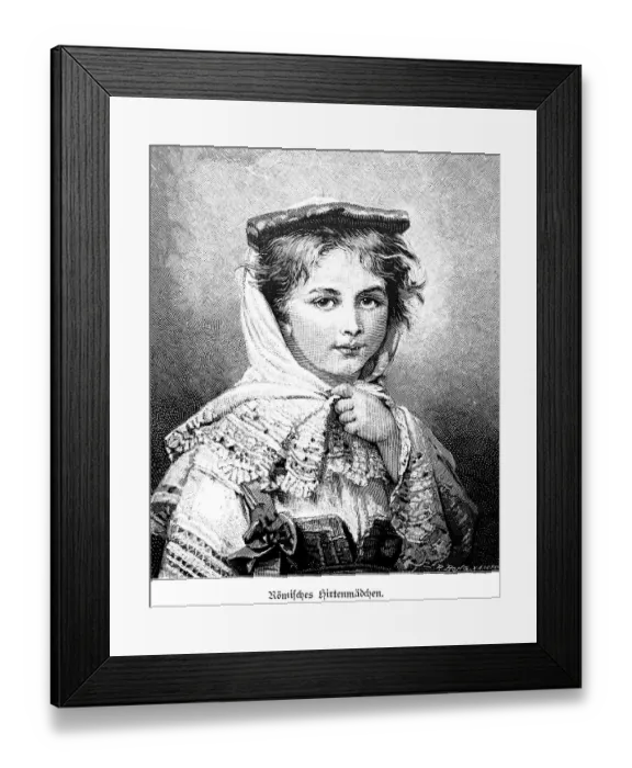 Framed Print : Roman shepherd girl, Rome, traditional traditional costume