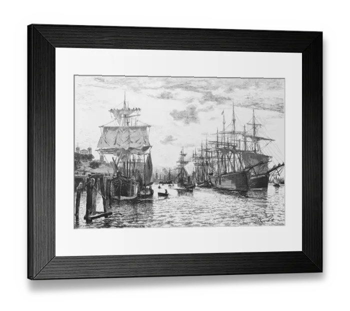 Framed Print : Hamburg harbour, moorings, dolphins Framed Print : Hamburg harbour, moorings, dolphins