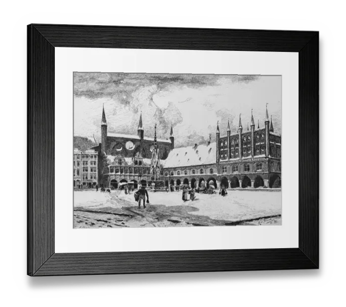 Framed Print : Market place and town hall in Luebeck