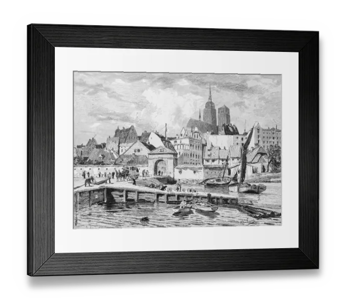 Framed Print : Cityscape of Stralsund, city gate