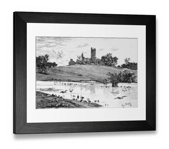Framed Print : Ruin Eulenburg in Hamburg Zoo, hill