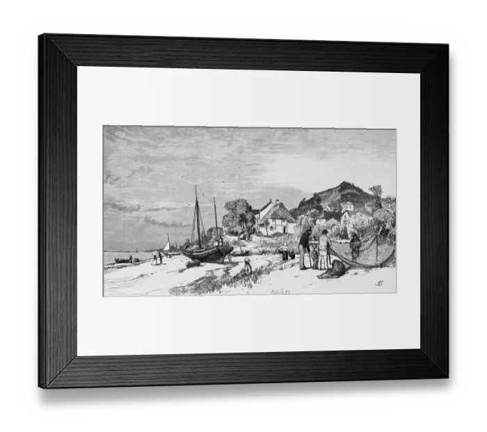Framed Print : Elbe beach in Blankenese, shore
