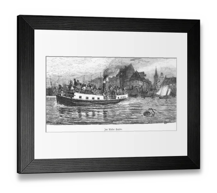 Framed Print : Fully occupied excursion boat on the Kiel Fjord Framed Print : Fully occupied excursion boat on the Kiel Fjord