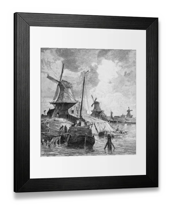 Framed Print : Sawmills on the river Leda, East Frisia