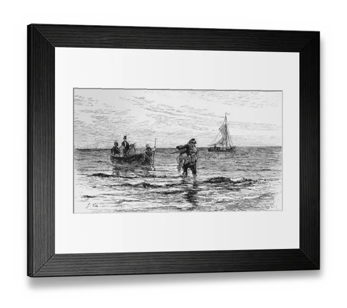 Framed Print : Holidaymaker in a boat, North Sea Framed Print : Holidaymaker in a boat, North Sea