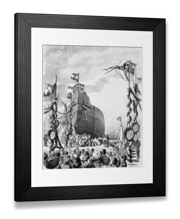 Framed Print : Launching of the armoured corvette Bayern Framed Print : Launching of the armoured corvette Bayern