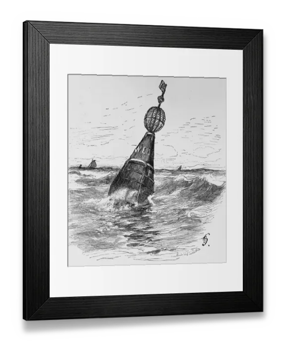 Framed Print : Key buoy in the Weser, inscription Framed Print : Key buoy in the Weser, inscription