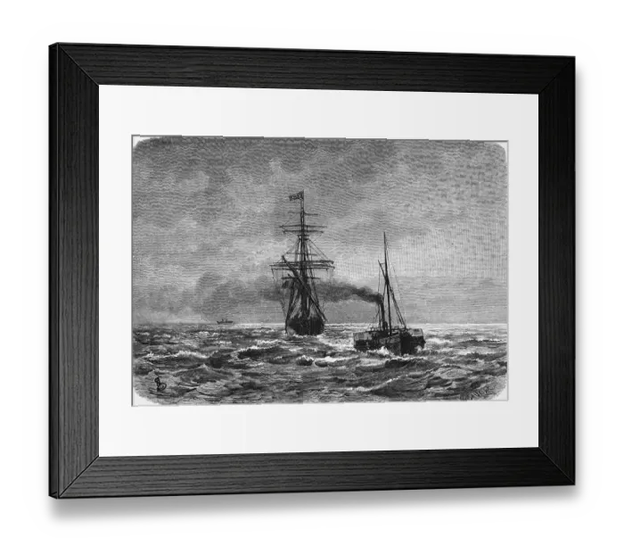 Framed Print : Tugboat in action on the North Sea