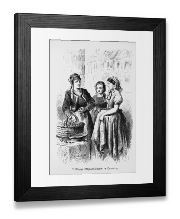 Framed Print : Old Country fruit seller in Hamburg