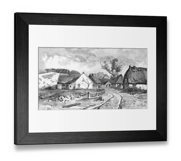 Framed Print : Farmhouses, Mecklenburg-Western Pomerania