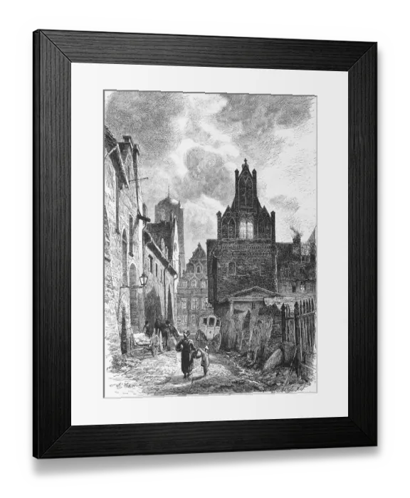 Framed Print : Alley in Stralsund, Baltic Sea