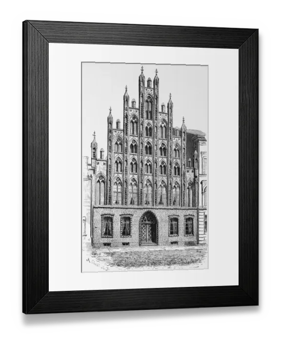 Framed Print : Gabled house in Greifswald, Baltic Sea