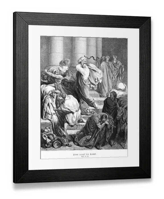 Framed Print : Jesus cleanses the temple, Gospel of Mark Framed Print : Jesus cleanses the temple, Gospel of Mark