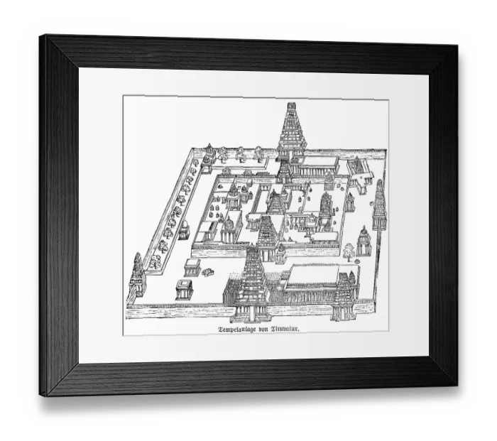 Framed Print : Plan of the temple complex of Tiruvallur