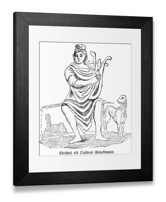 Framed Print : Christ as Orpheus, catacombs, harp Framed Print : Christ as Orpheus, catacombs, harp
