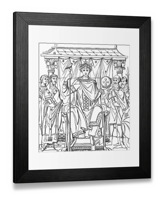 Framed Print : Emperor Henry II, after a miniature of the Gospel Framed Print : Emperor Henry II, after a miniature of the Gospel