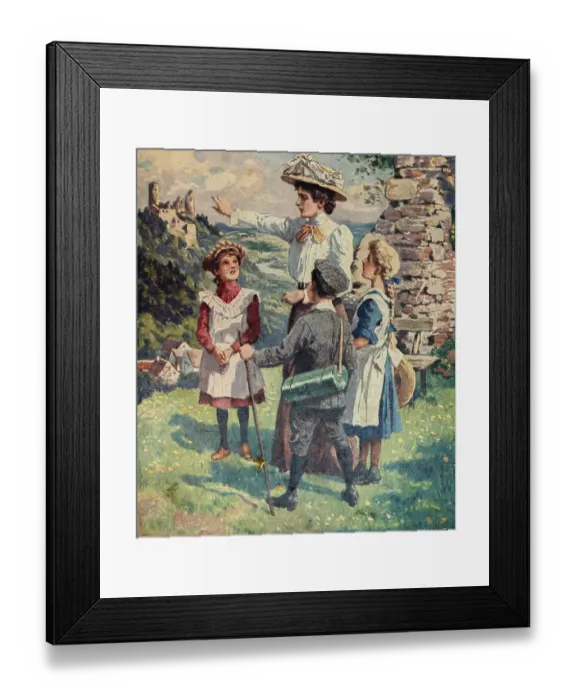 Framed Print : Outing of the governess with three children Framed Print : Outing of the governess with three children