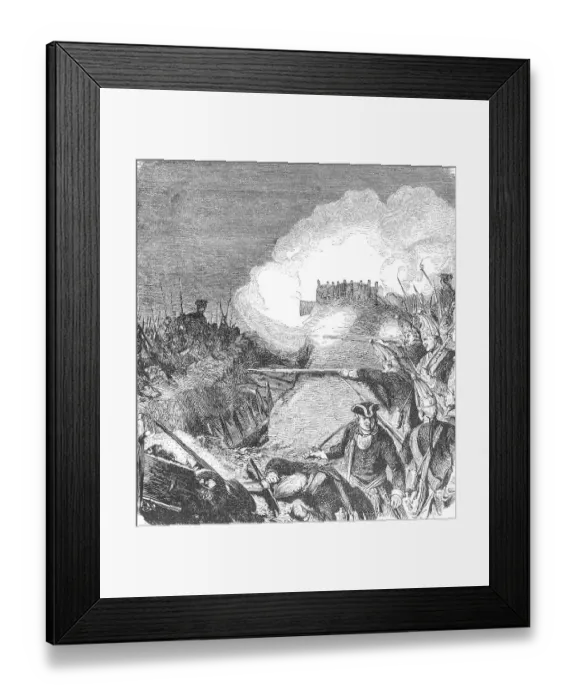 Framed Print : Attack on the redoubt at Stresow near Putbus on Ruegen in 1715