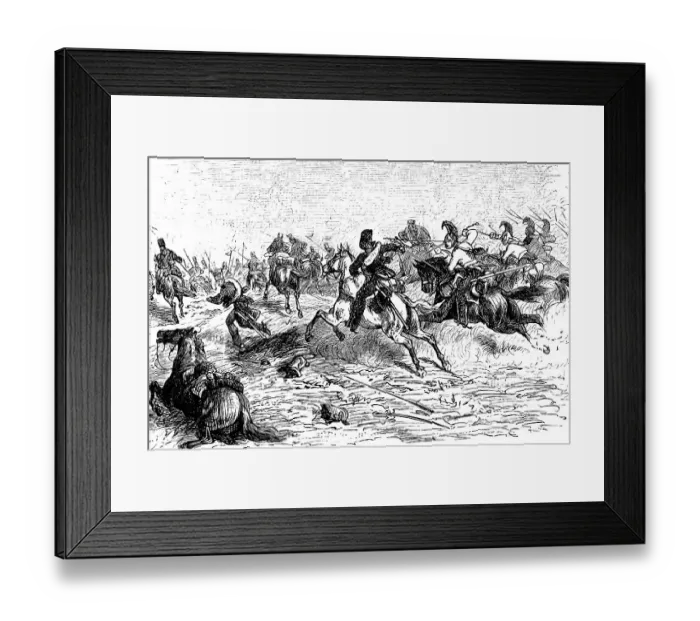 Framed Print : Pursuit of the imperial guard by Prussian cavalry after Napoleon's return from Elba Framed Print : Pursuit of the imperial guard by Prussian cavalry after Napoleon's return from Elba