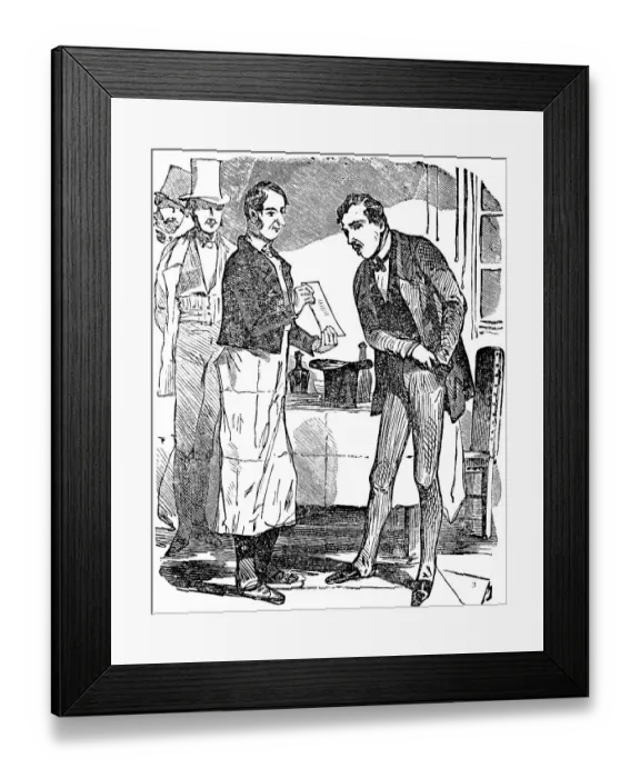 Framed Print : Distinguished gentleman complains about the high bill in a restaurant Framed Print : Distinguished gentleman complains about the high bill in a restaurant