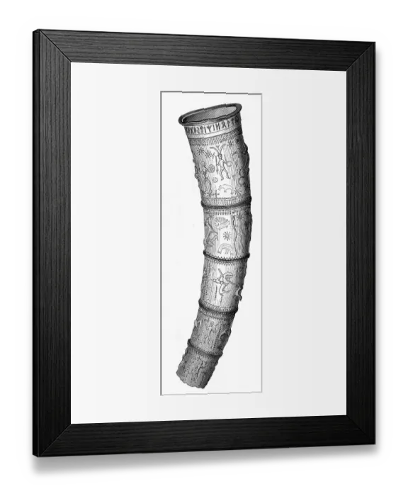 Framed Print : Drawing, horn of an animal with runes, 5 Framed Print : Drawing, horn of an animal with runes, 5