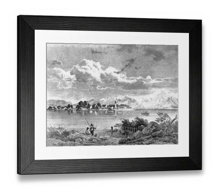 Framed Print : Frauenchiemsee island in Lake Chiemsee Framed Print : Frauenchiemsee island in Lake Chiemsee