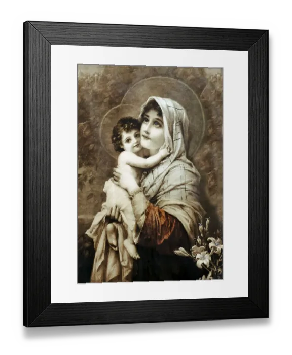 Framed Print : Mary with baby Jesus, print, around 1900 Framed Print : Mary with baby Jesus, print, around 1900