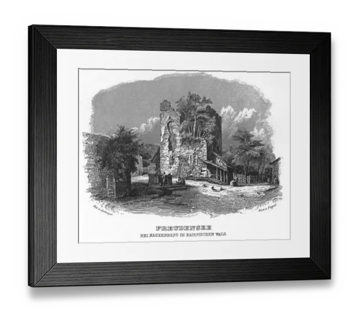 Framed Print : Ruin Freudensee, Hauzenberg, drawing by Seeberger Framed Print : Ruin Freudensee, Hauzenberg, drawing by Seeberger